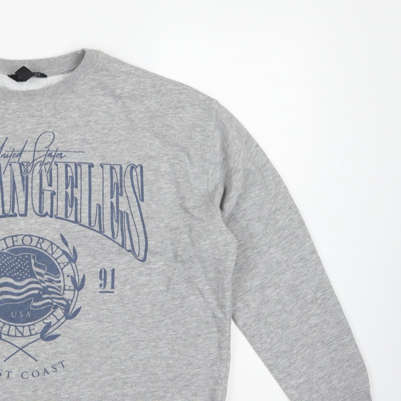 New Look Women Grey UK 8 Los Angeles USA Graphic Pullover Sweatshirt