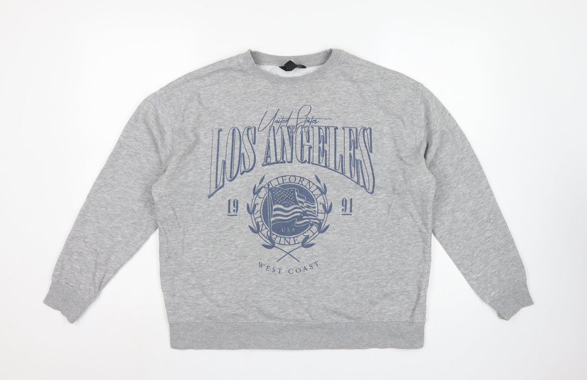 New Look Women Grey UK 8 Los Angeles USA Graphic Pullover Sweatshirt