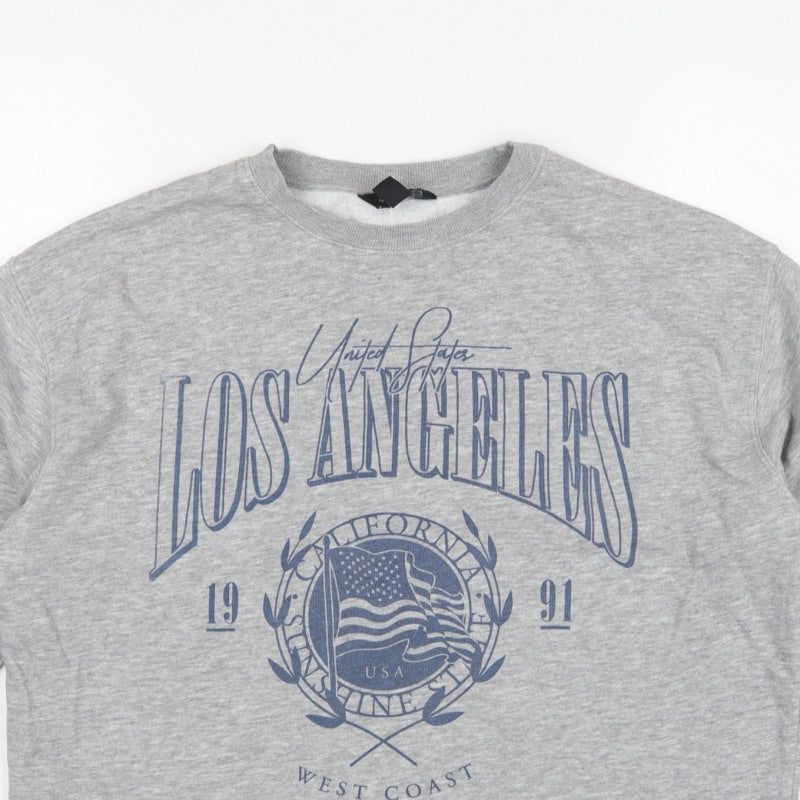 New Look Women Grey UK 8 Los Angeles USA Graphic Pullover Sweatshirt