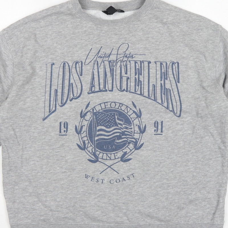 New Look Women Grey UK 8 Los Angeles USA Graphic Pullover Sweatshirt
