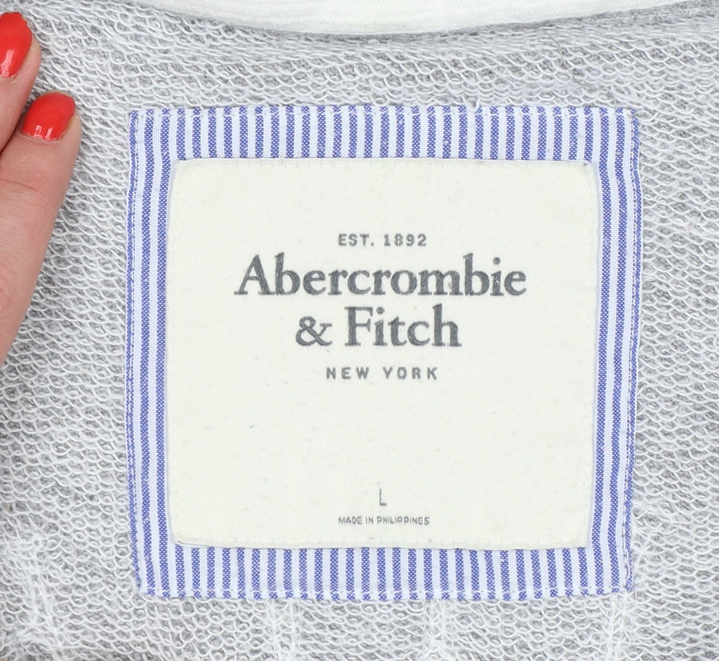 Abercrombie & Fitch Women’s Grey L Full Zip Hooded Track Hoodie