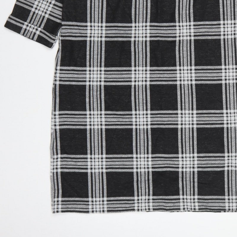 Bonmarché Women Black Check Pencil Dress UK 10 3/4 Sleeve Stretch