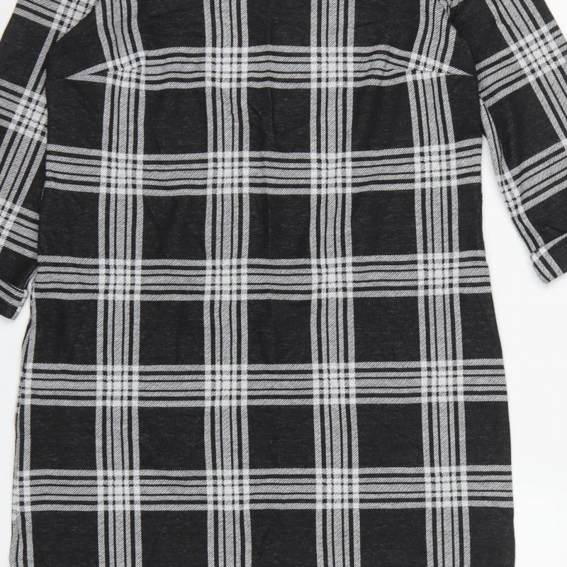 Bonmarché Women Black Check Pencil Dress UK 10 3/4 Sleeve Stretch