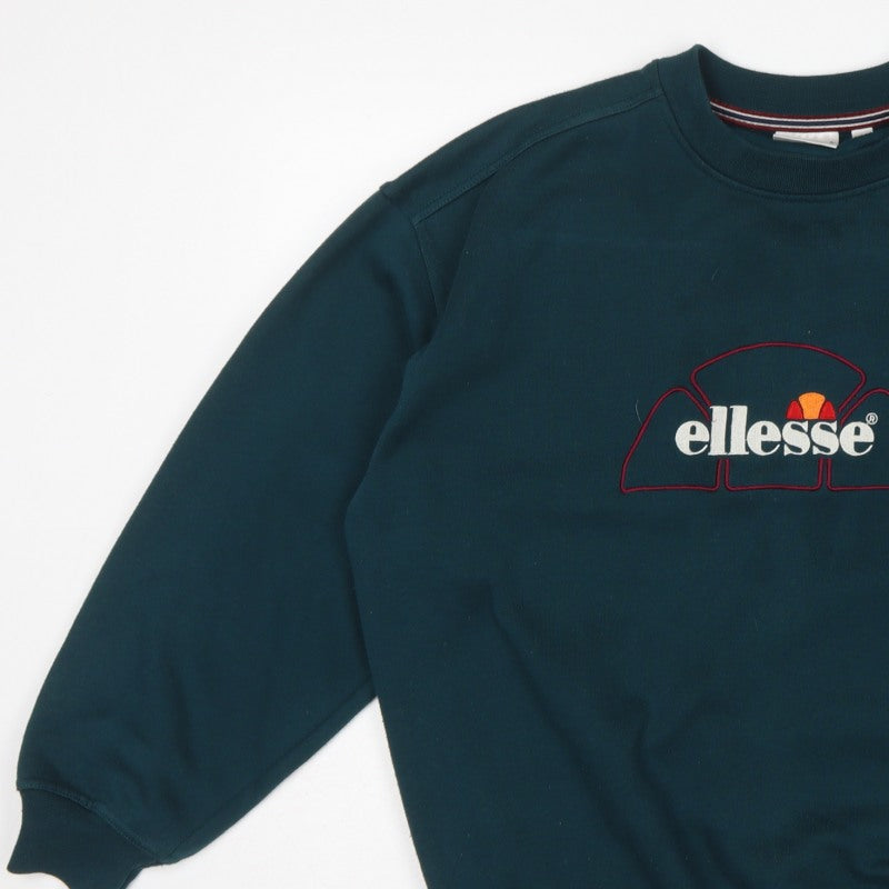 Ellesse Men’s Green M Vintage Logo Embroidered Crew Neck Sweatshirt
