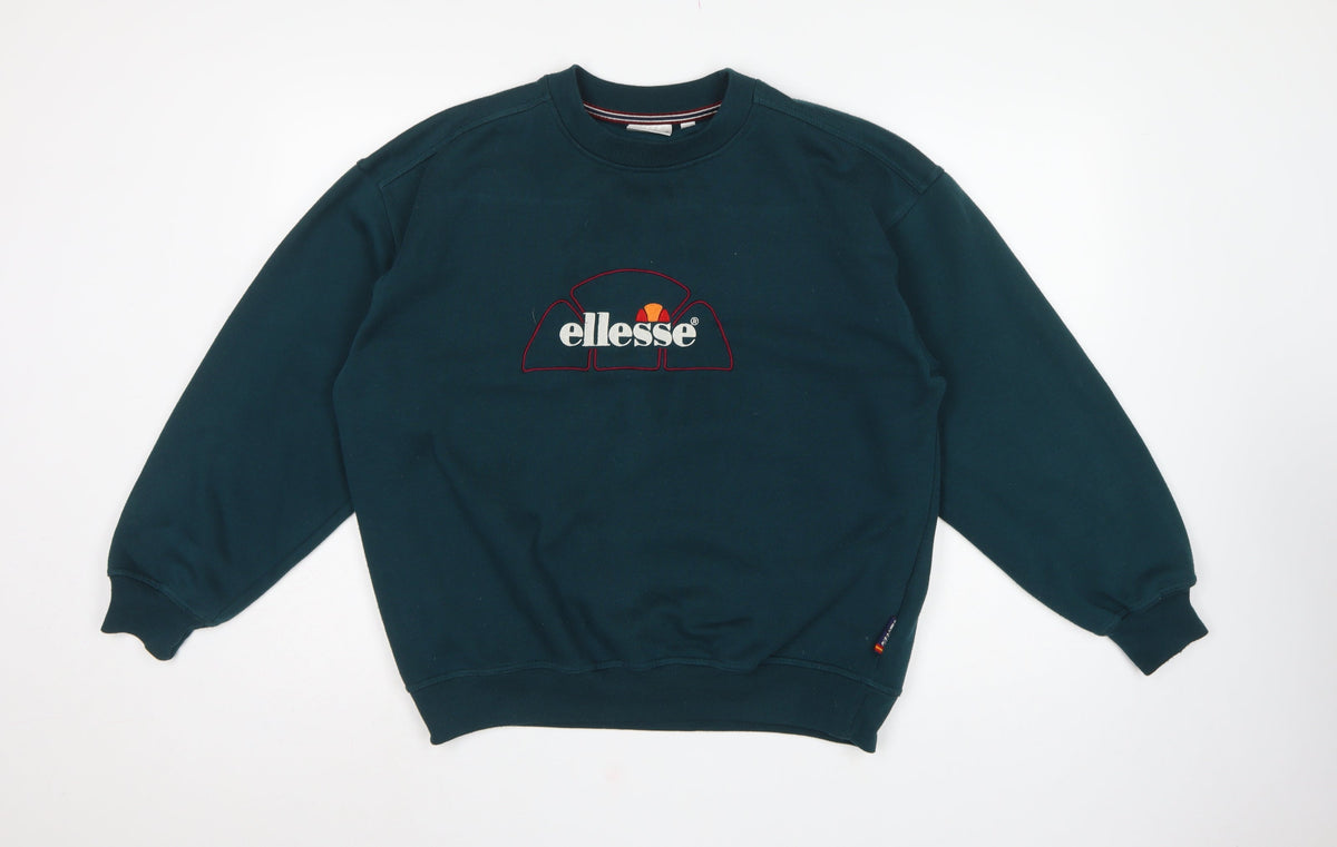 Ellesse Men’s Green M Vintage Logo Embroidered Crew Neck Sweatshirt