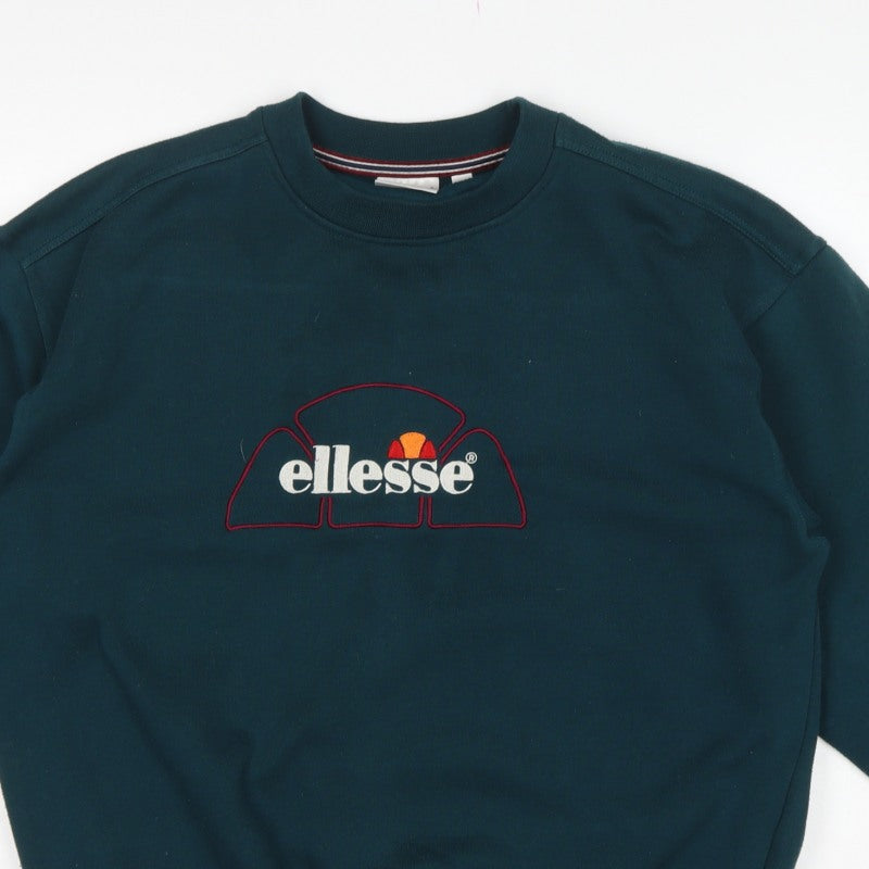 Ellesse Men’s Green M Vintage Logo Embroidered Crew Neck Sweatshirt