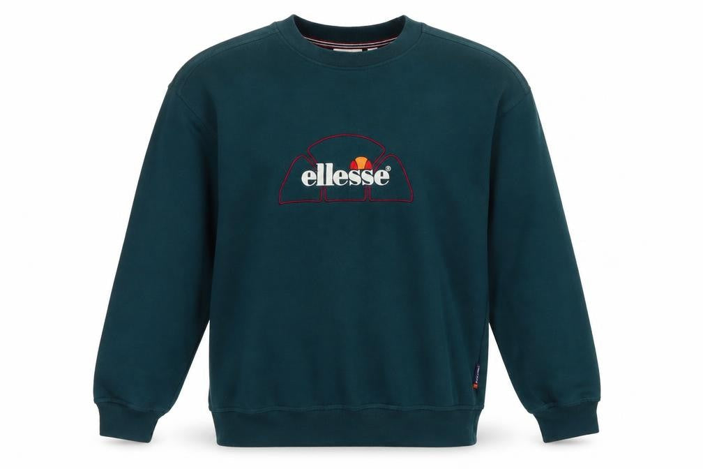Ellesse Men’s Green M Vintage Logo Embroidered Crew Neck Sweatshirt