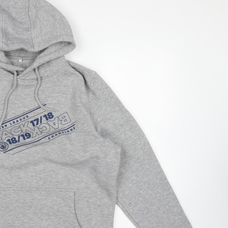 Manchester City Men’s Grey L Pullover Hoodie 2018/19 Champions Graphic