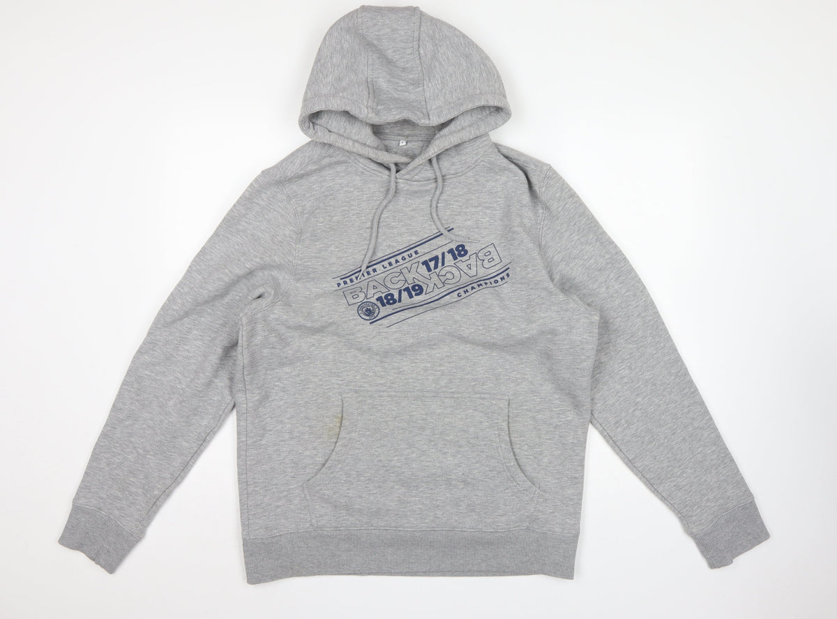 Manchester City Men’s Grey L Pullover Hoodie 2018/19 Champions Graphic