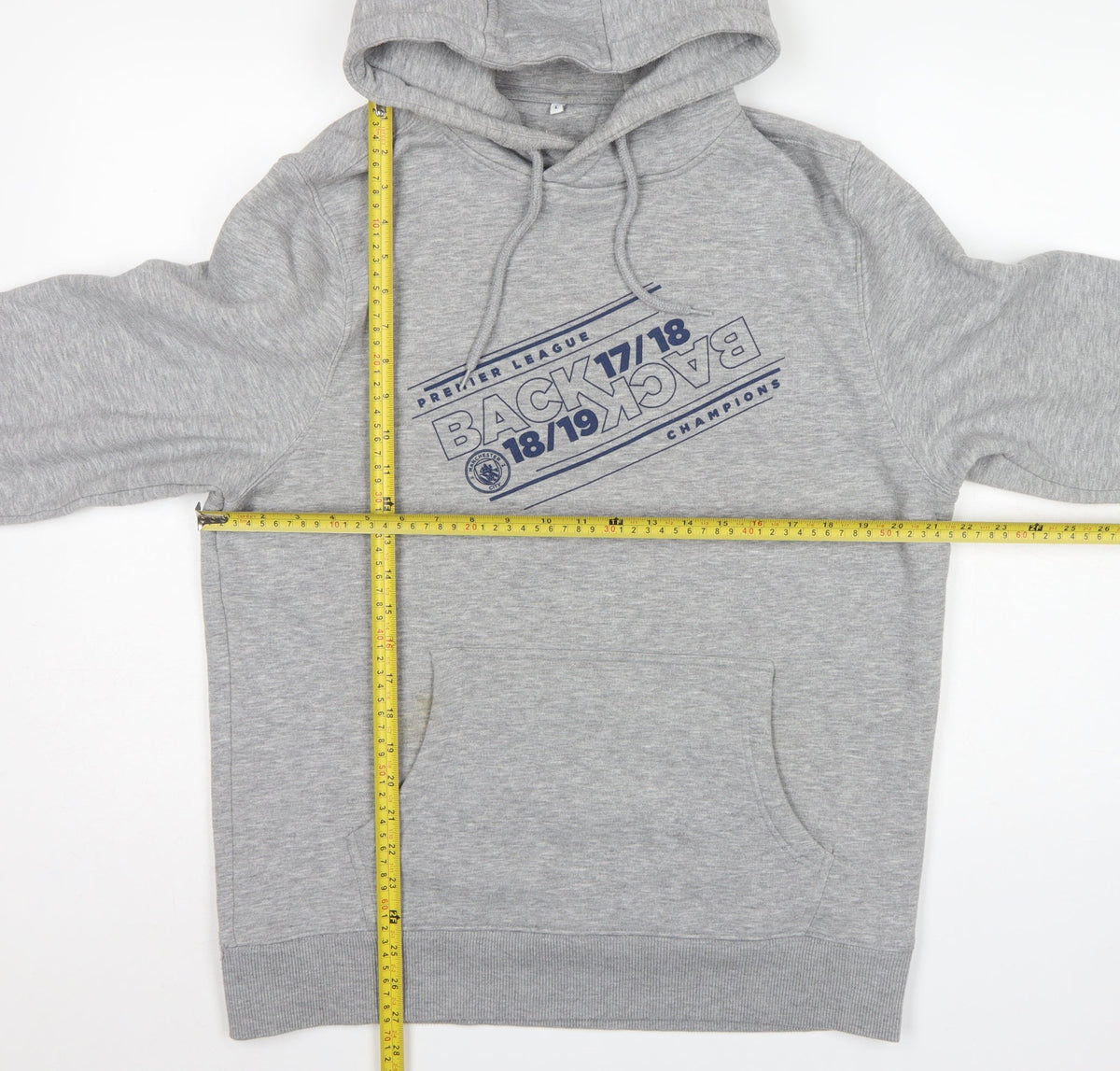 Manchester City Men’s Grey L Pullover Hoodie 2018/19 Champions Graphic