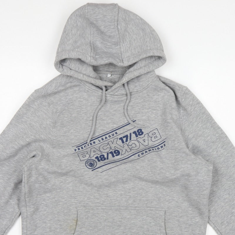 Manchester City Men’s Grey L Pullover Hoodie 2018/19 Champions Graphic