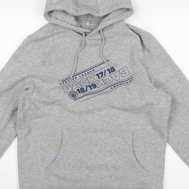 Manchester City Men’s Grey L Pullover Hoodie 2018/19 Champions Graphic