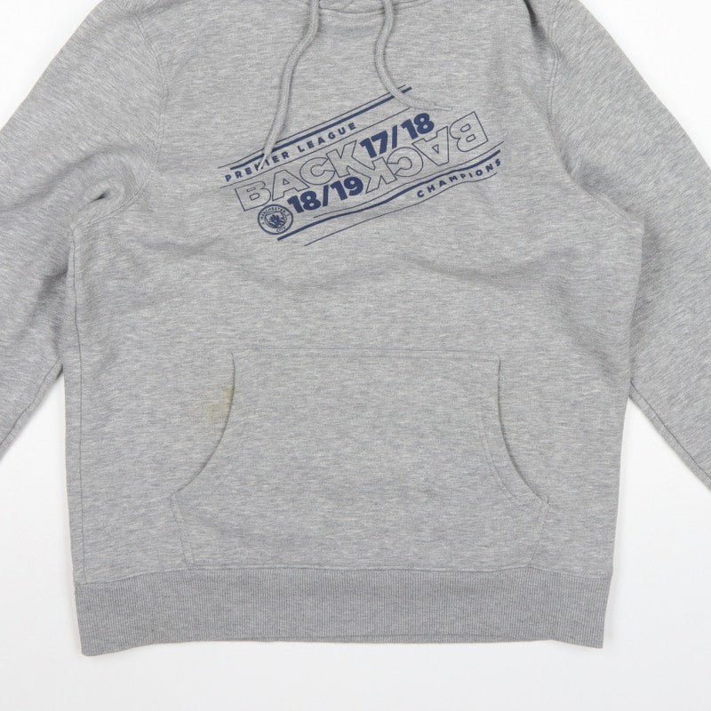 Manchester City Men’s Grey L Pullover Hoodie 2018/19 Champions Graphic