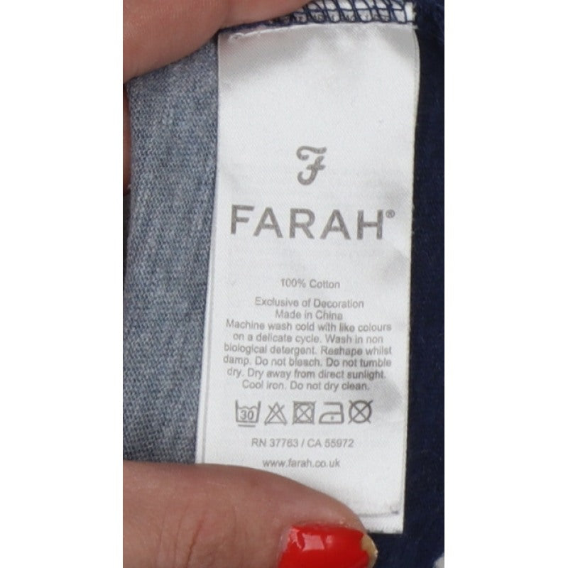 Farah Men’s Blue Striped Cotton Crew Neck Short Sleeve T-Shirt M