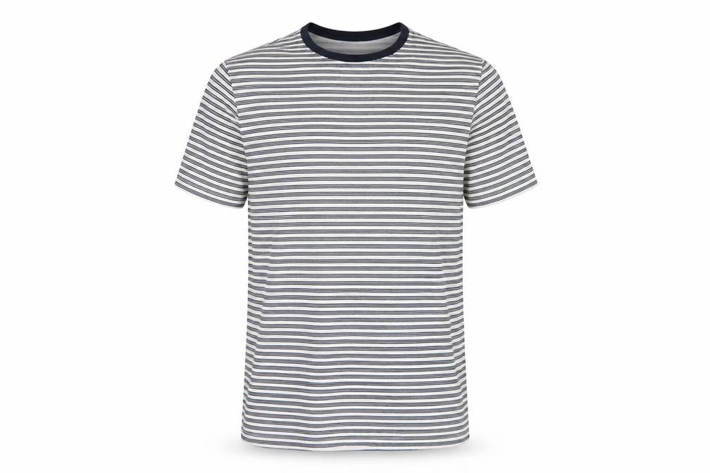 Reiss Men’s White Black Striped Crew Neck Jersey T-Shirt Size S
