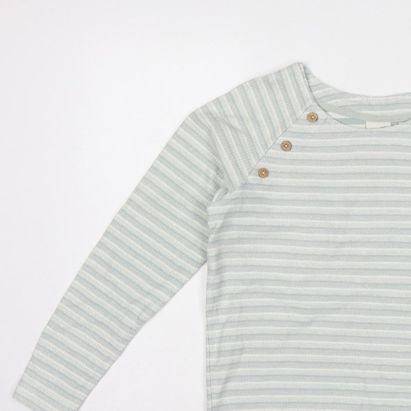 Weird Fish Women Blue UK 10 Striped Organic Cotton Raglan Long Sleeve Top