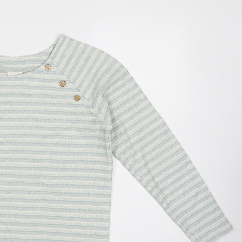 Weird Fish Women Blue UK 10 Striped Organic Cotton Raglan Long Sleeve Top