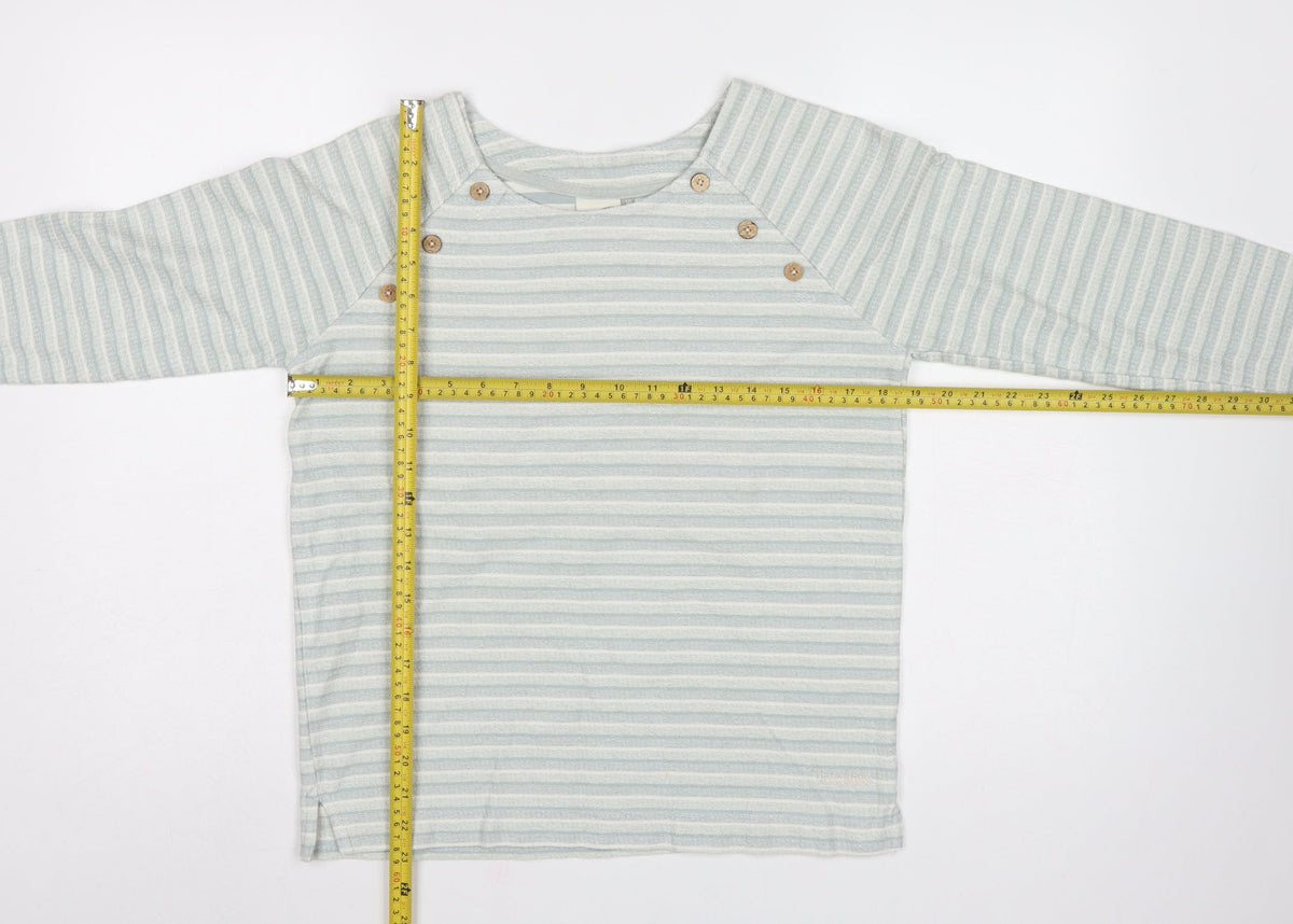 Weird Fish Women Blue UK 10 Striped Organic Cotton Raglan Long Sleeve Top