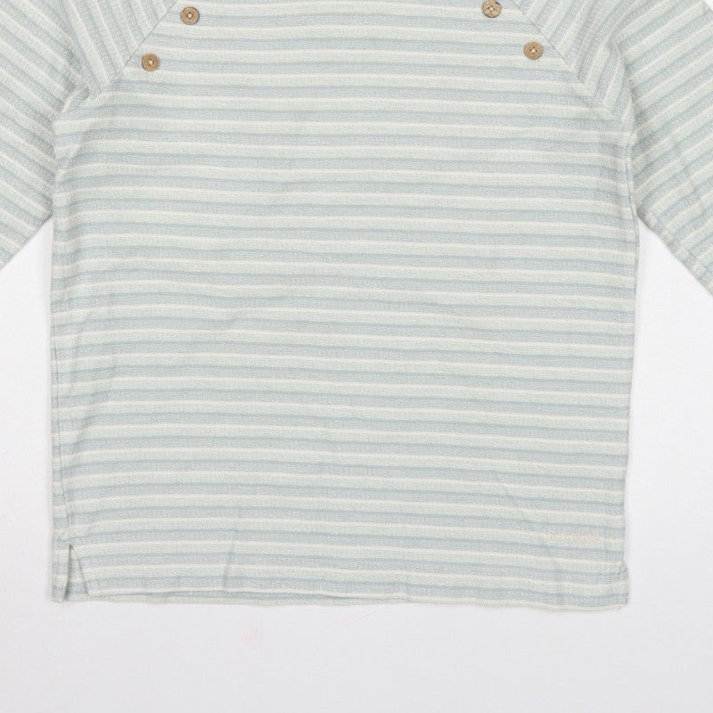 Weird Fish Women Blue UK 10 Striped Organic Cotton Raglan Long Sleeve Top