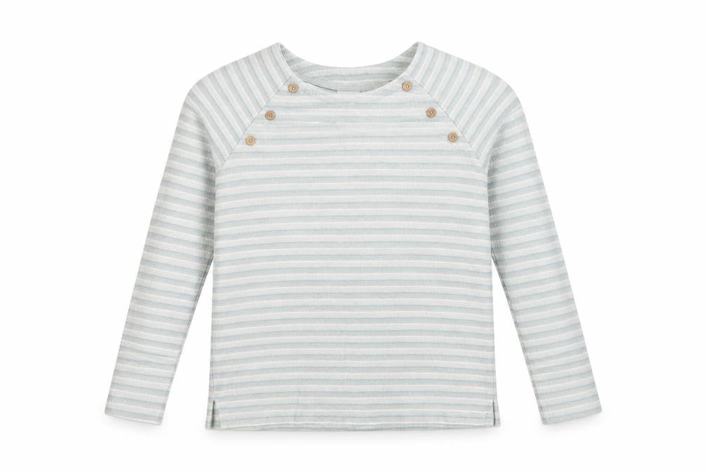 Weird Fish Women Blue UK 10 Striped Organic Cotton Raglan Long Sleeve Top