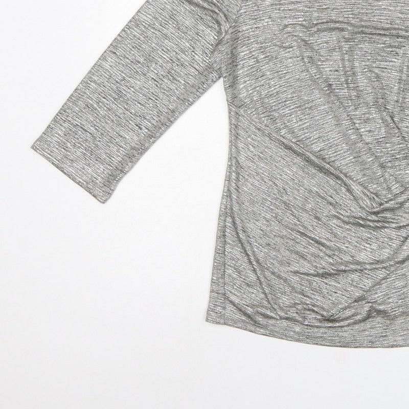 Roman Women Grey Wrap Jersey Blouse Size 14 3/4 Sleeve