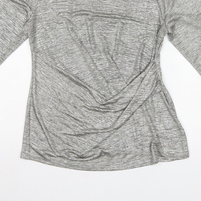 Roman Women Grey Wrap Jersey Blouse Size 14 3/4 Sleeve