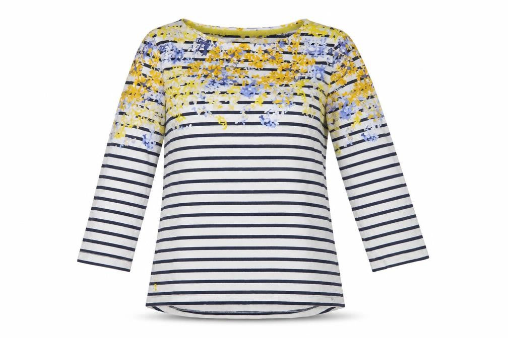 Joules Women’s Multicoloured UK 10 Jersey Floral Stripe Long Sleeve T-Shirt