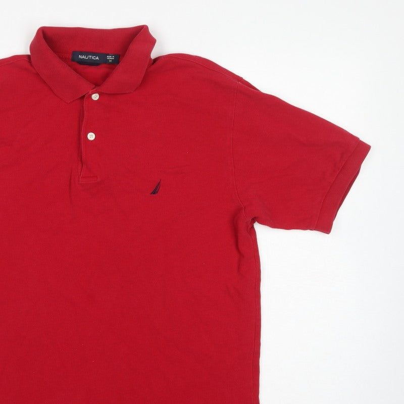 Nautica Men's Red M Logo Short Sleeve Collared Polo Shirt