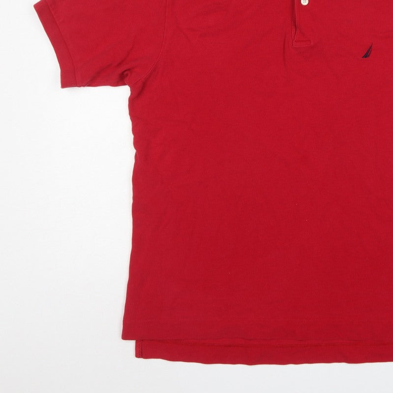 Nautica Men's Red M Logo Short Sleeve Collared Polo Shirt