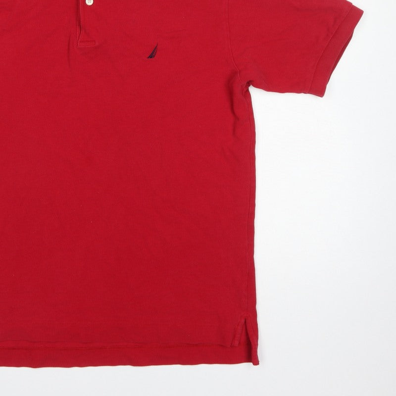 Nautica Men's Red M Logo Short Sleeve Collared Polo Shirt