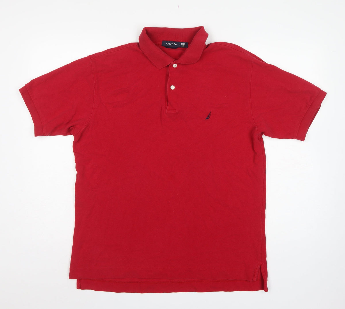 Nautica Men's Red M Logo Short Sleeve Collared Polo Shirt