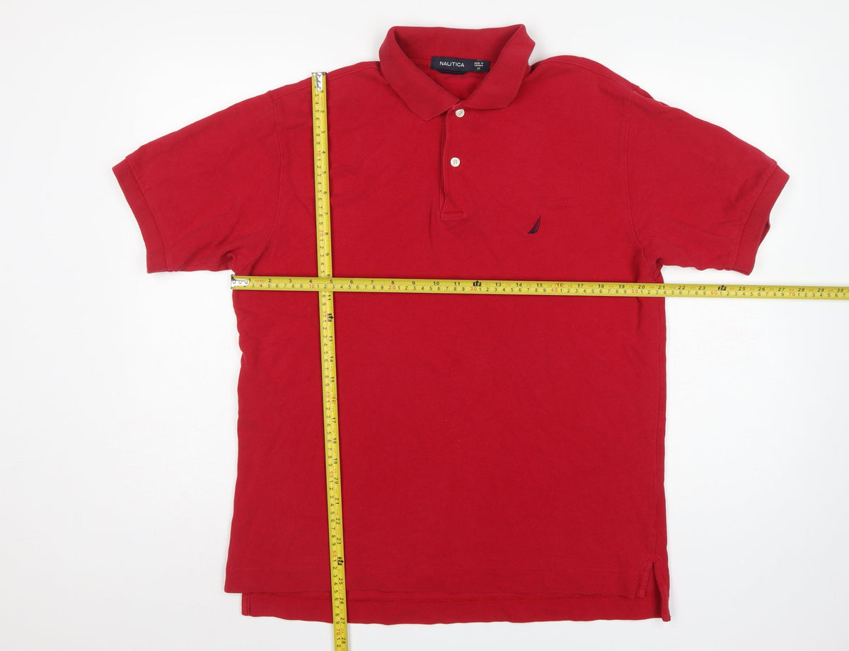 Nautica Men's Red M Logo Short Sleeve Collared Polo Shirt
