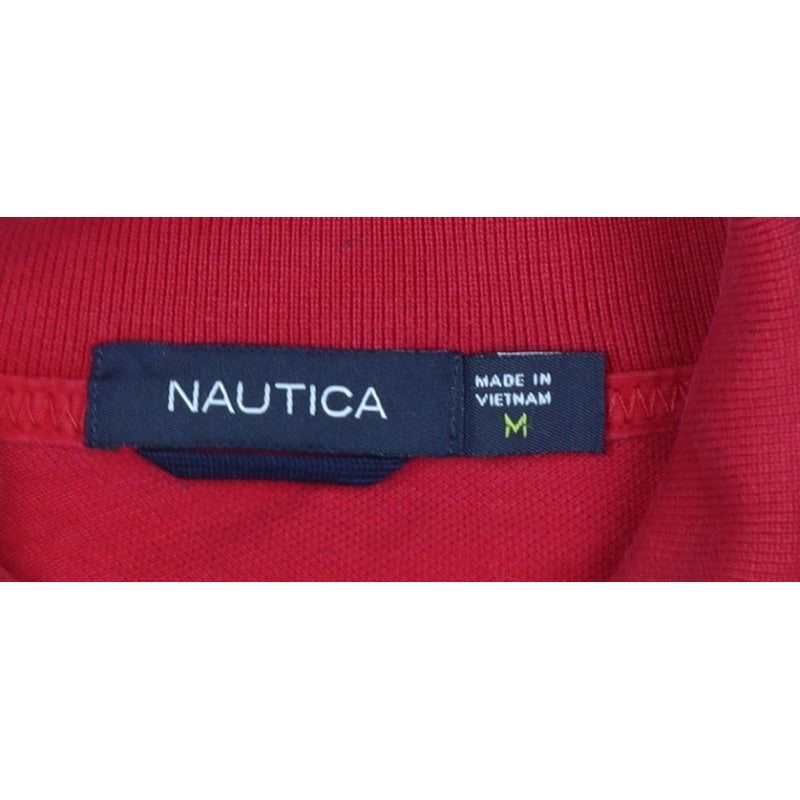 Nautica Men's Red M Logo Short Sleeve Collared Polo Shirt