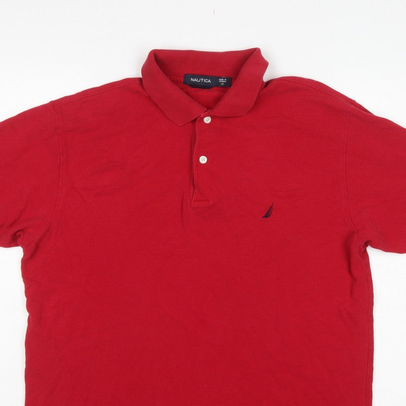 Nautica Men's Red M Logo Short Sleeve Collared Polo Shirt