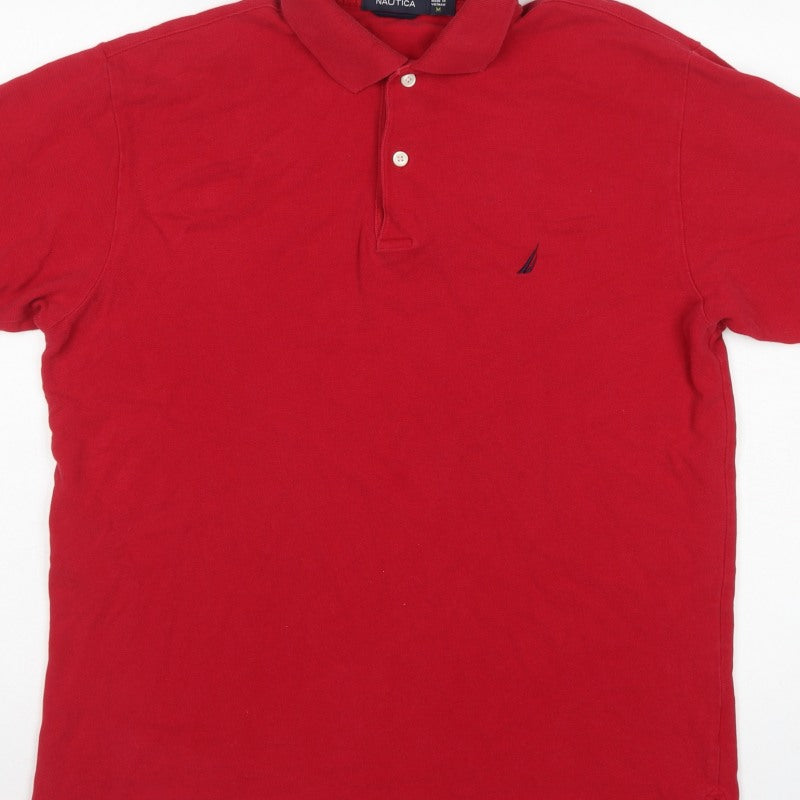 Nautica Men's Red M Logo Short Sleeve Collared Polo Shirt