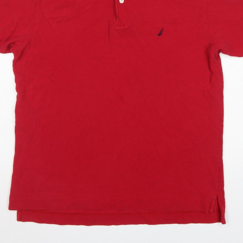 Nautica Men's Red M Logo Short Sleeve Collared Polo Shirt