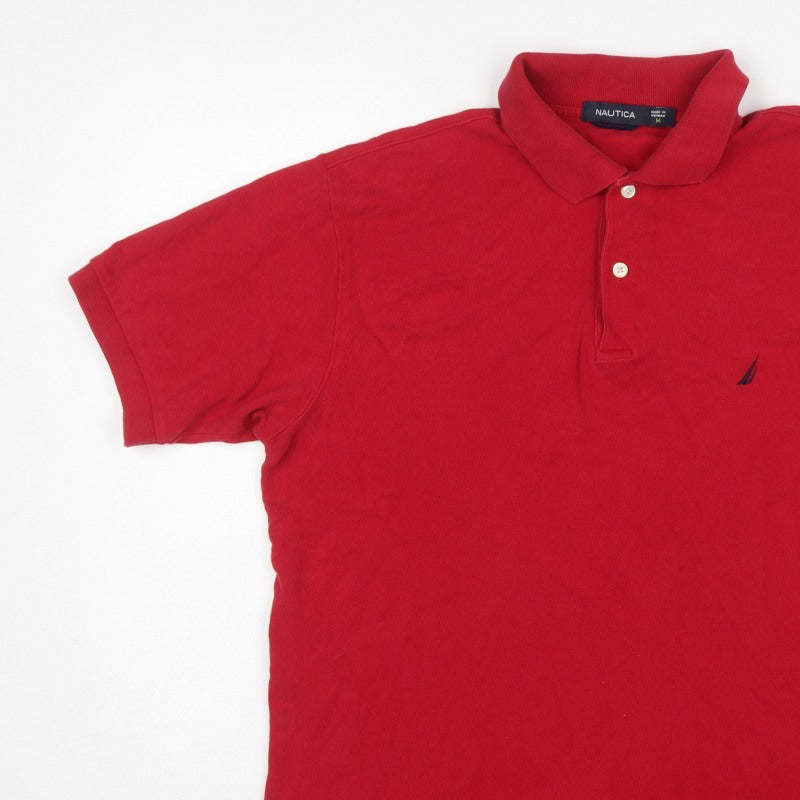 Nautica Men's Red M Logo Short Sleeve Collared Polo Shirt