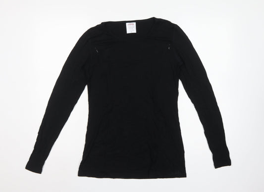 Natal Active Women Black UK 8 Maternity Nursing Long Sleeve Stretch Top