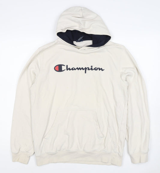 Champion Women’s Ivory Large Logo Pullover Hoodie Fleece