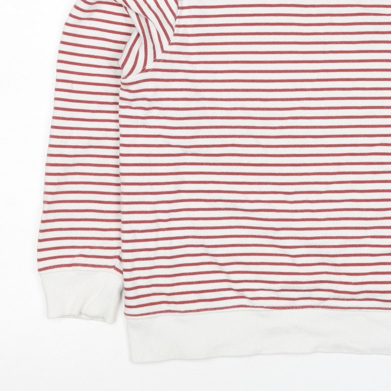 M&S Women’s White Red Striped Crew Neck Raglan Sweatshirt Size M
