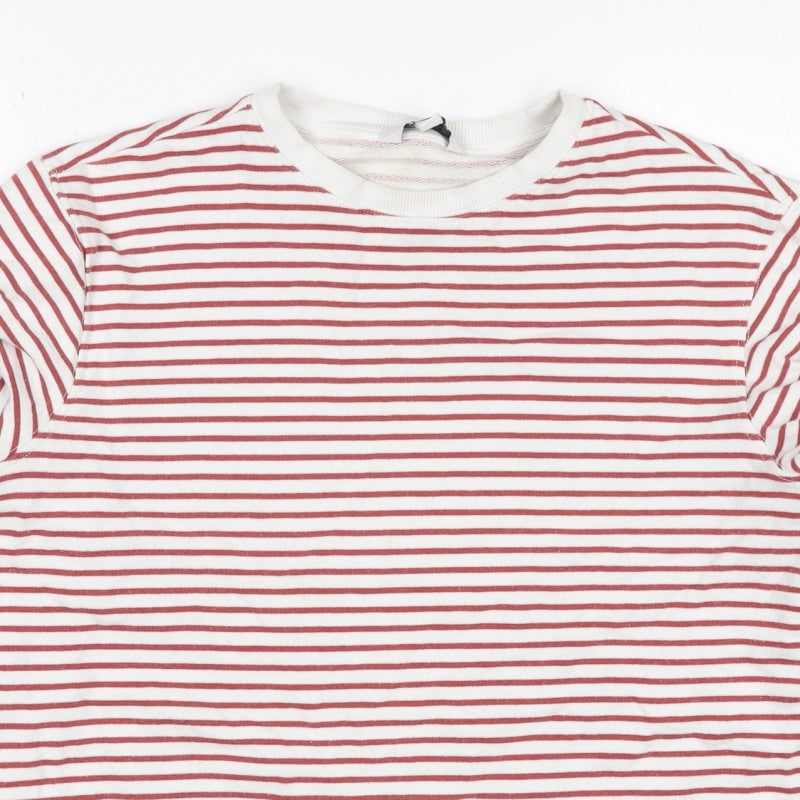 M&S Women’s White Red Striped Crew Neck Raglan Sweatshirt Size M