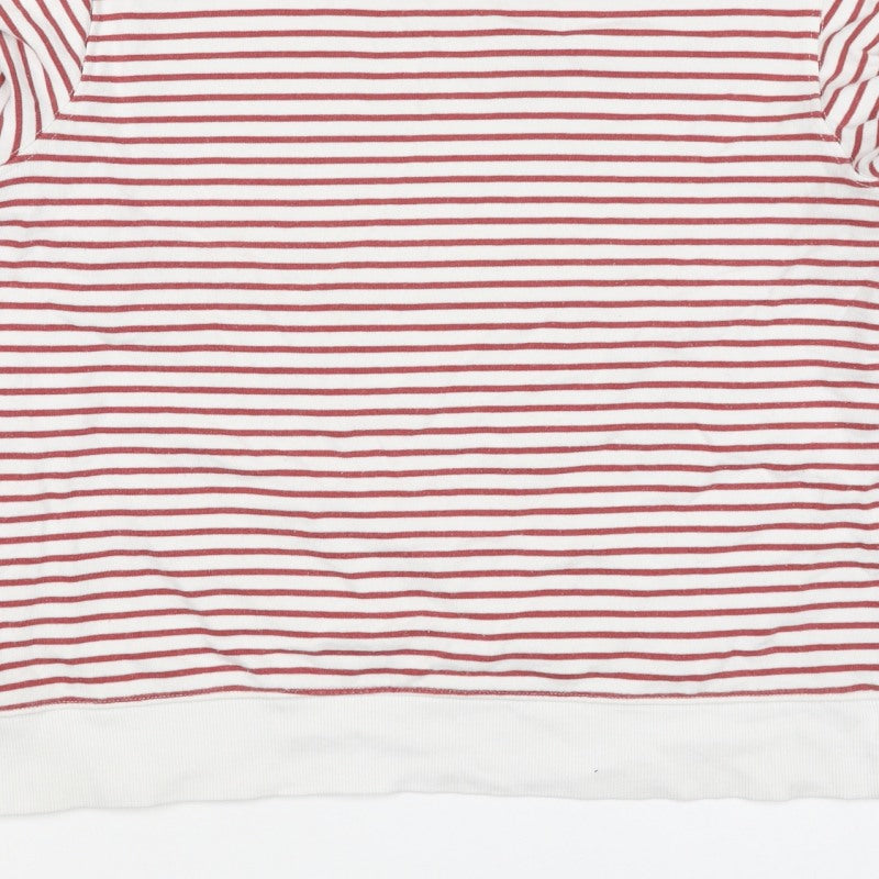 M&S Women’s White Red Striped Crew Neck Raglan Sweatshirt Size M