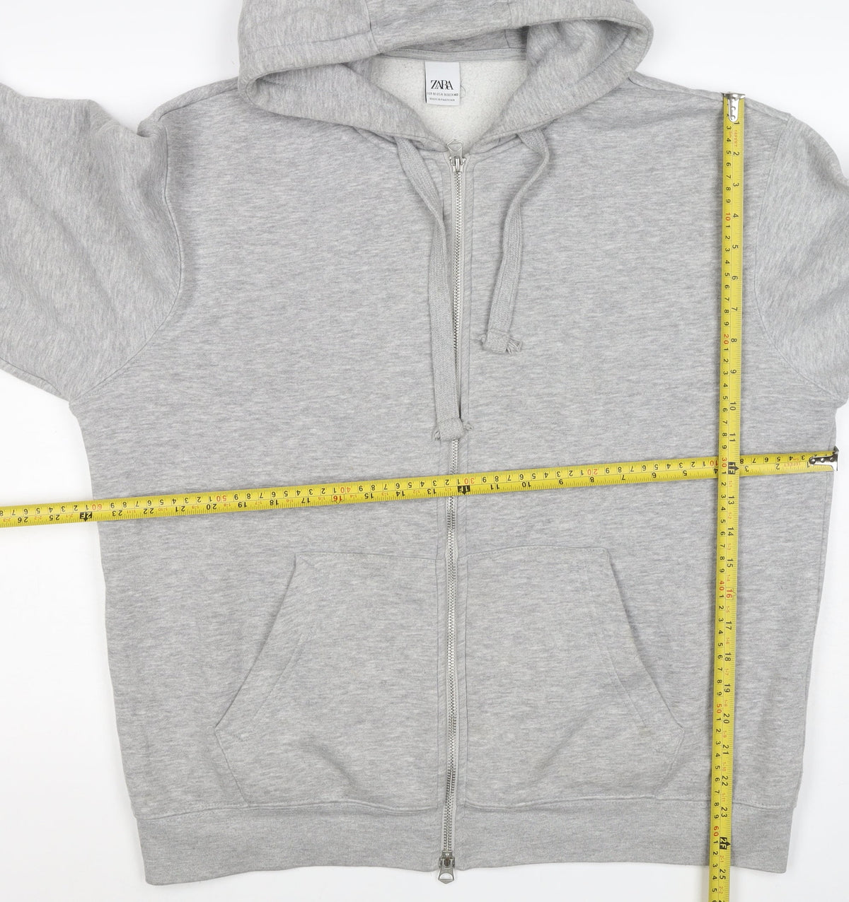Zara Men’s Grey M Full Zip Hooded Fleece Hoodie