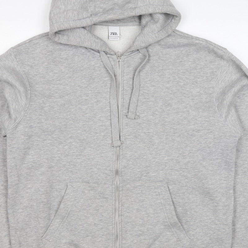 Zara Men’s Grey M Full Zip Hooded Fleece Hoodie