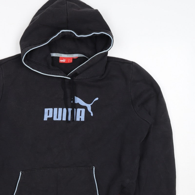 Puma Women’s Black Blue Logo Pullover Hoodie UK 14 L