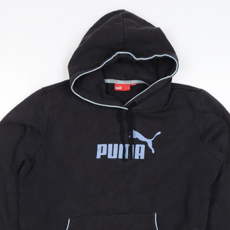 Puma Women’s Black Blue Logo Pullover Hoodie UK 14 L