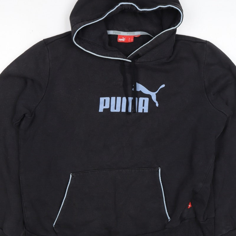 Puma Women’s Black Blue Logo Pullover Hoodie UK 14 L