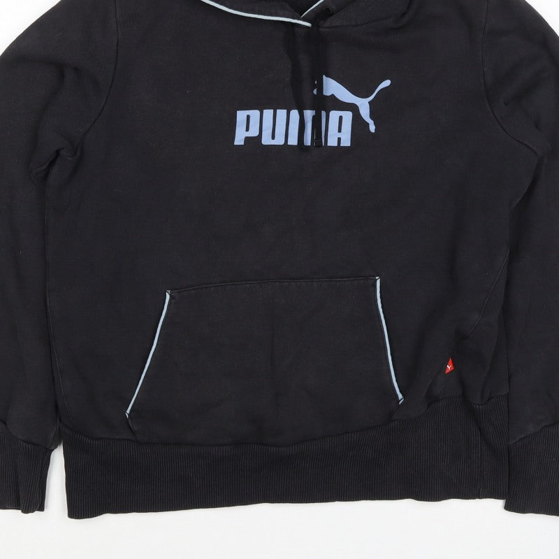 Puma Women’s Black Blue Logo Pullover Hoodie UK 14 L