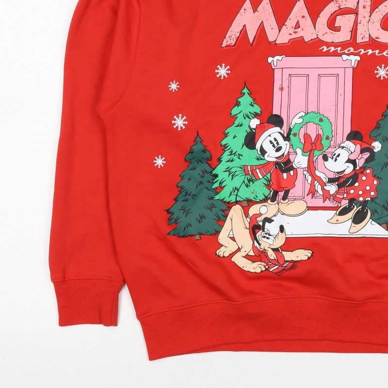 Disney Mickey & Friends Women Red XS Christmas Graphic Sweatshirt