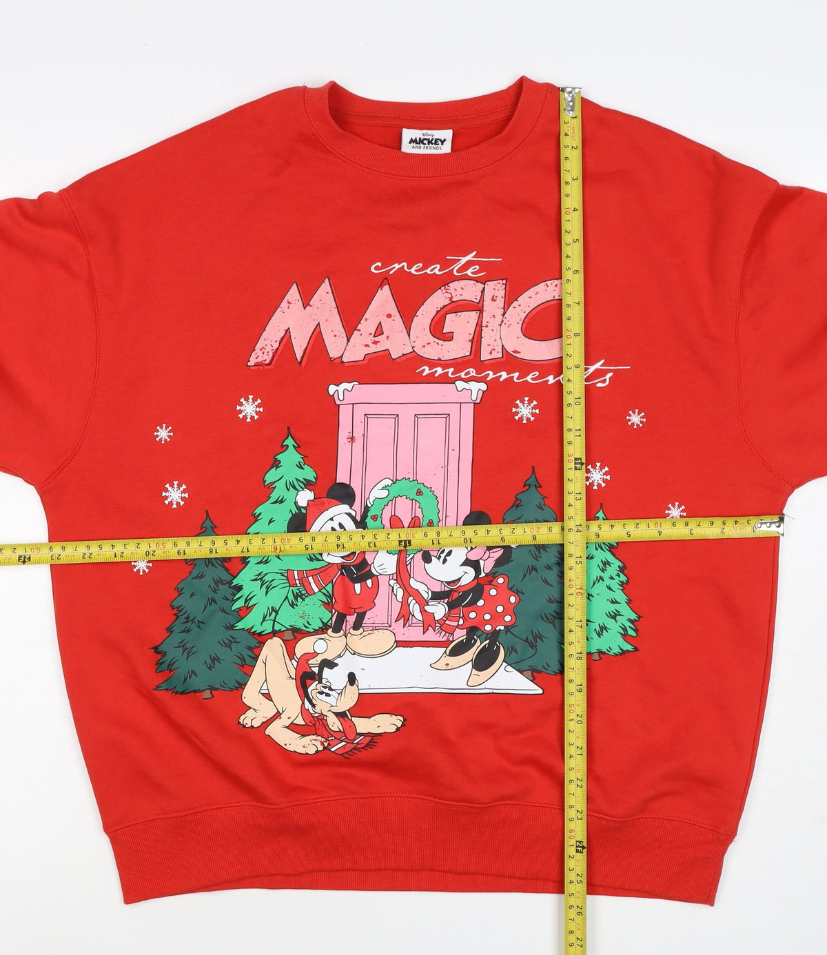 Disney Mickey & Friends Women Red XS Christmas Graphic Sweatshirt